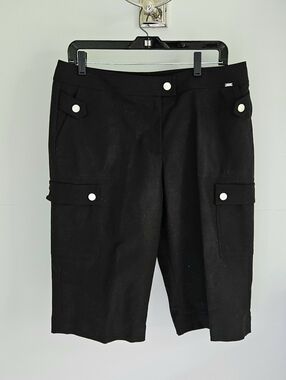 St John Vintage Black Crop Stretch Cargo Pants